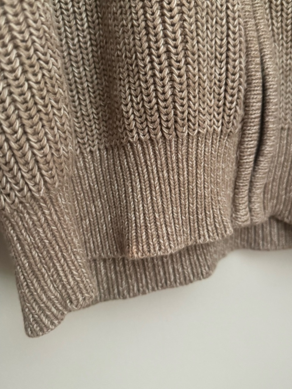 Vintage L.L.Bean Full Zip Ribbed Knit Sweater Tan Men’s Large Mock Neck Cotton - Picture 6 of 6